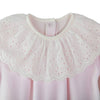 Baby Gi Pink Velour Broderie Anglaise Collar Babygrow