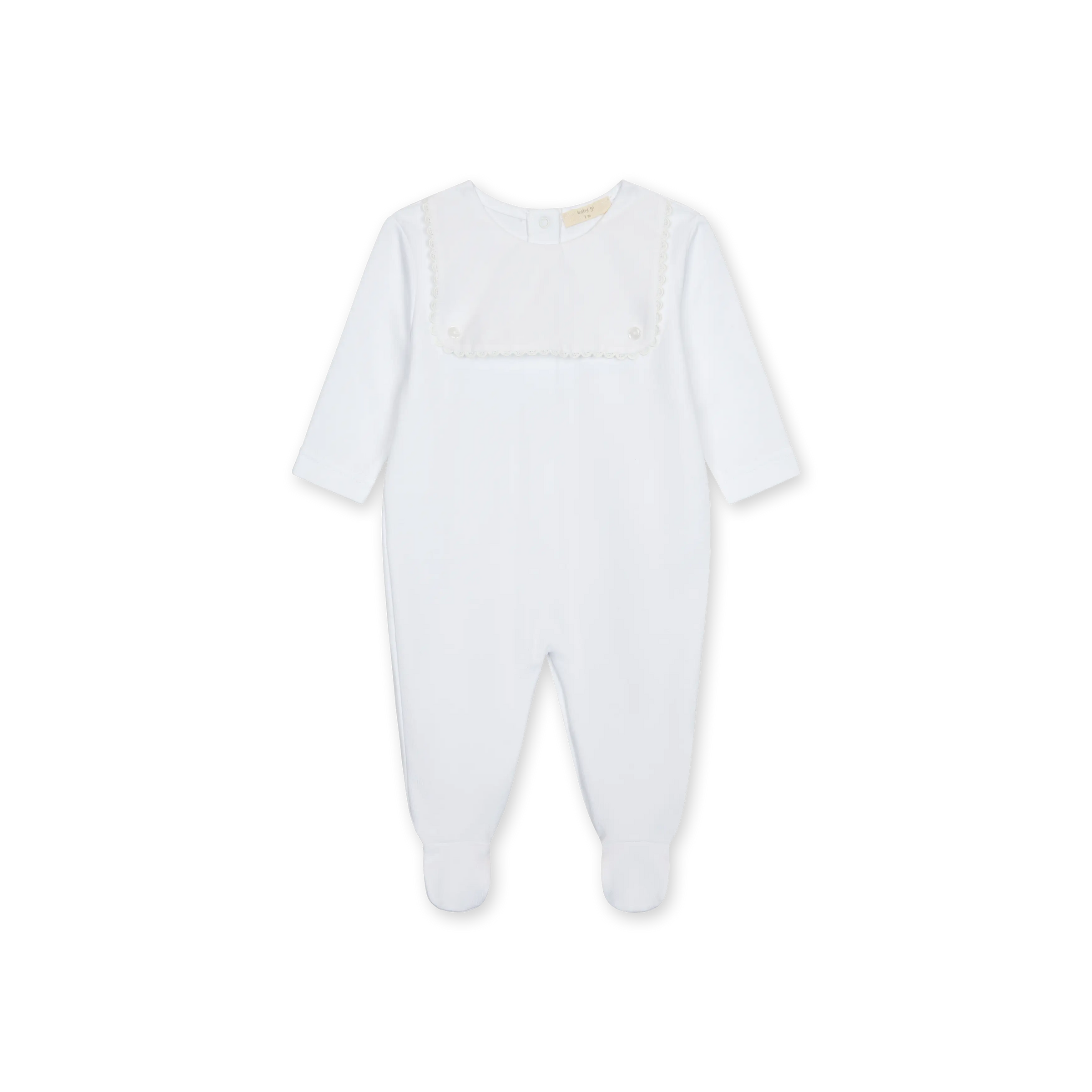 Baby Gi White Cotton Panel Button Babygrow
