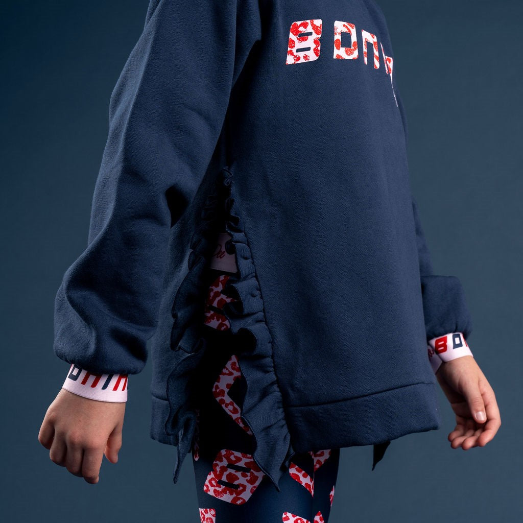 Bonini STRIVE Navy Blue Tape Frill Sweatshirt
