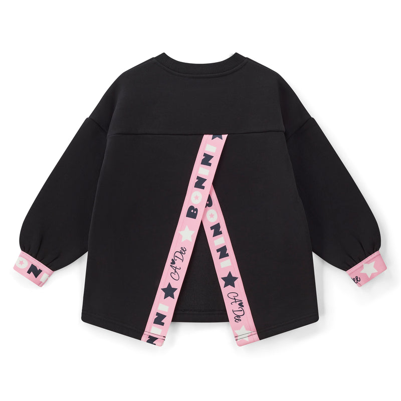 AW25 Bonini GROOVE Black & Pink Tape Logo Sweatshirt
