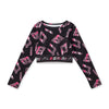 AW25 Bonini POWER Black Long Sleeve Logo Crop Sport Top