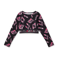 AW25 Bonini POWER Black Long Sleeve Logo Crop Sport Top