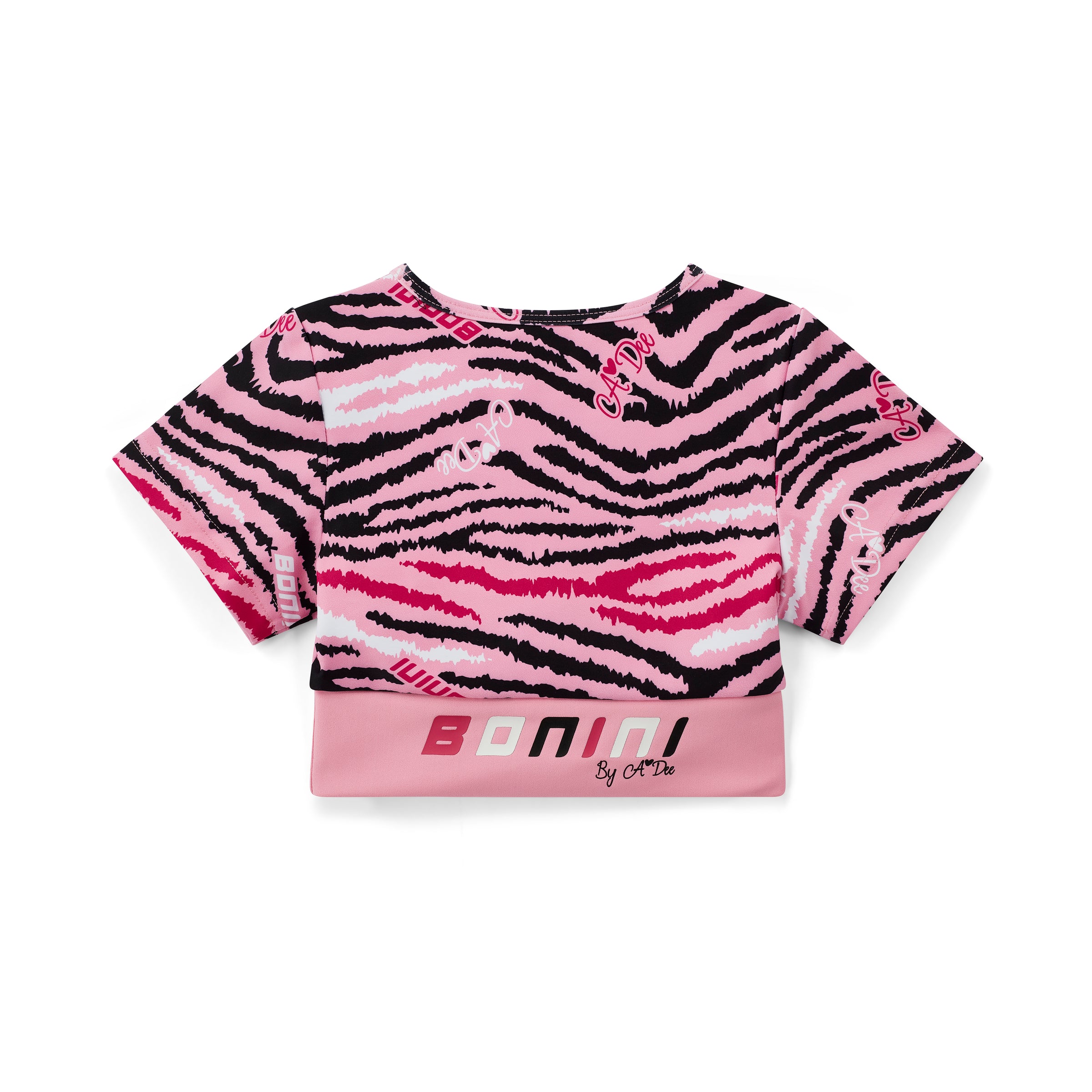 AW25 Bonini ENERGY Pink Printed Crop Sport Top