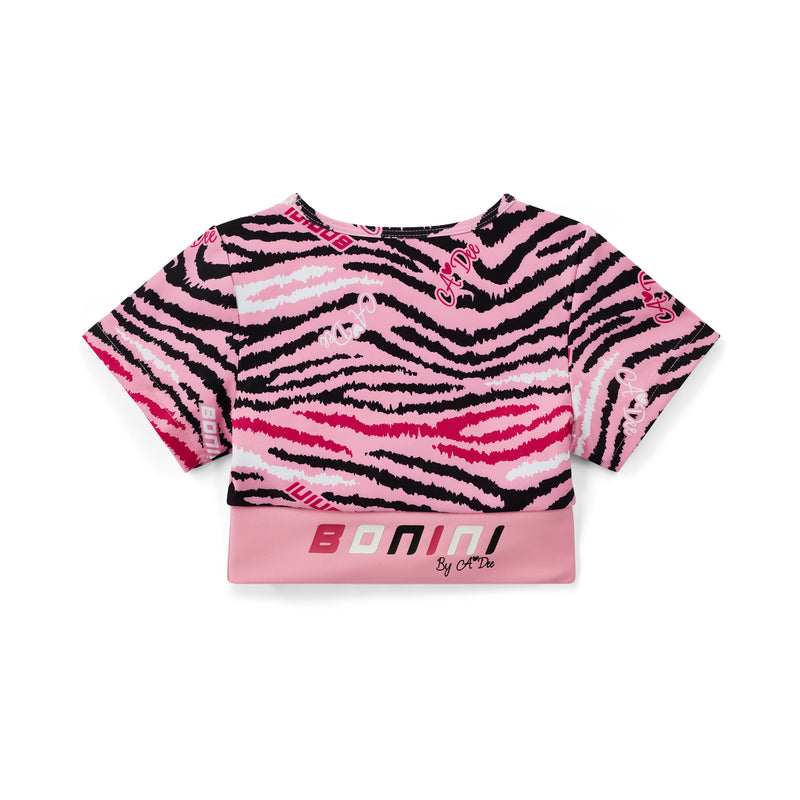 AW25 Bonini ENERGY Pink Printed Crop Sport Top