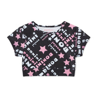 AW25 Bonini DREAM Black Printed Crop Sport Top
