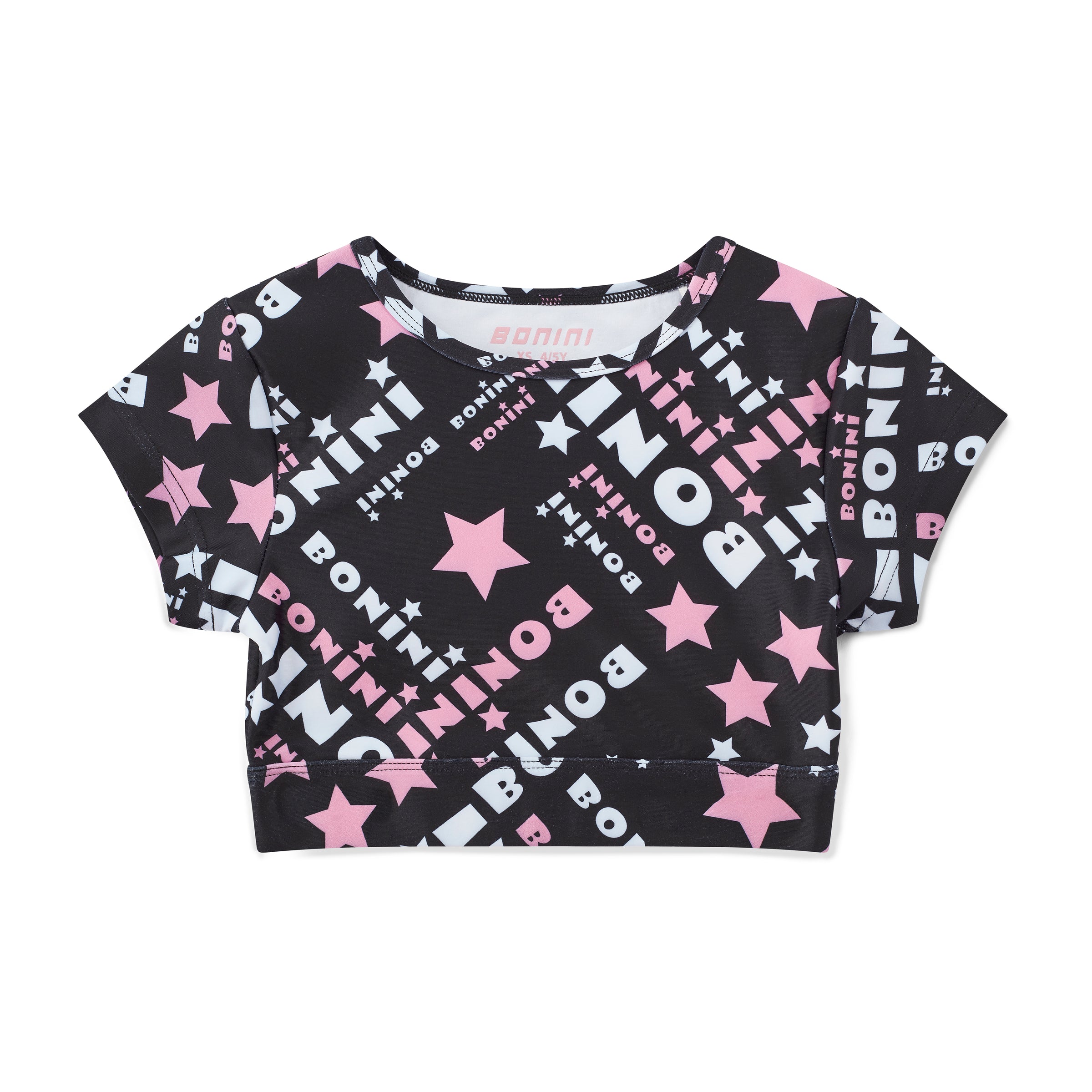 AW25 Bonini DREAM Black Printed Crop Sport Top