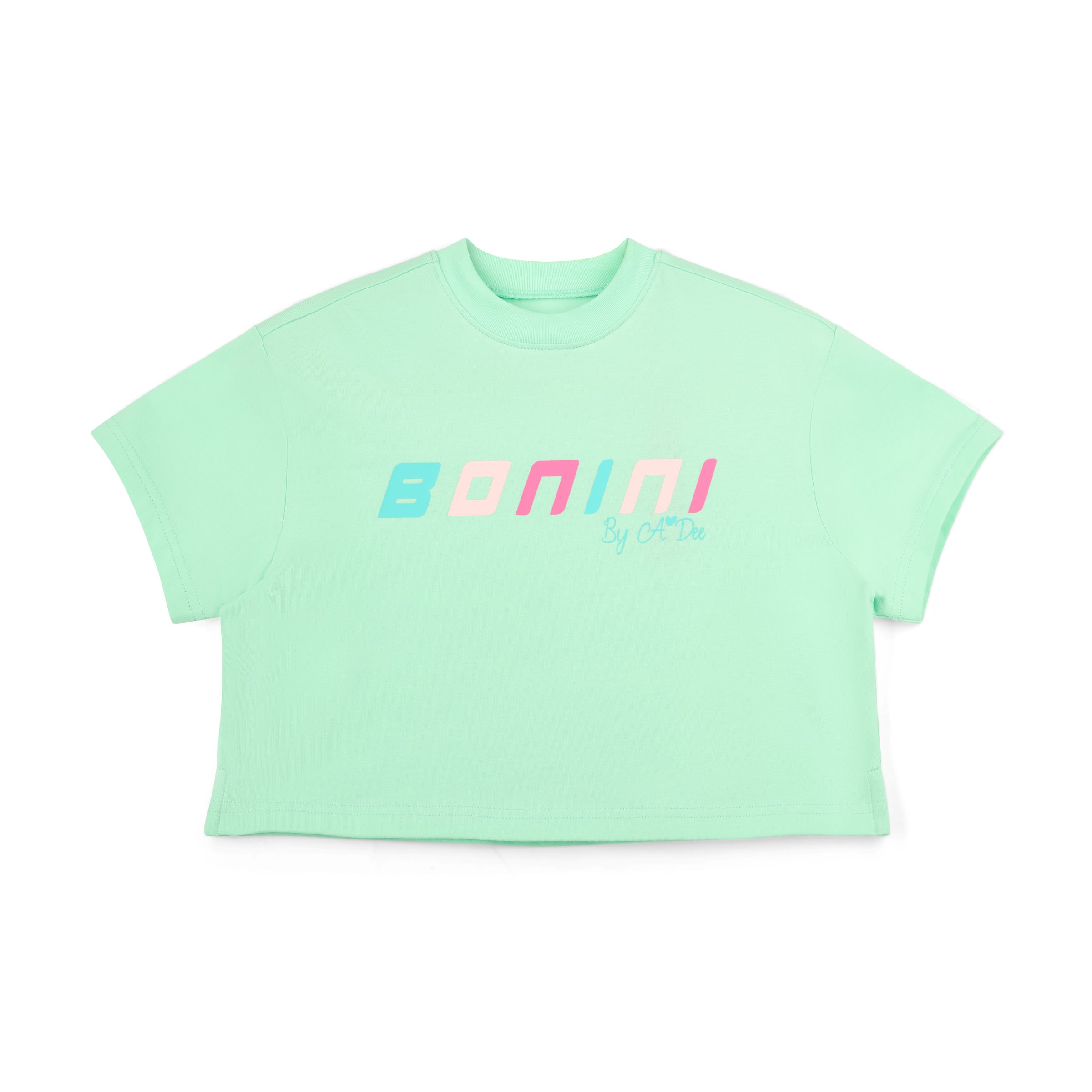 SS26 Bonini SHINE Green Cropped Logo T-Shirt