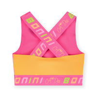 SS26 Bonini FLEX Pink & Orange Colour Block Crop Top