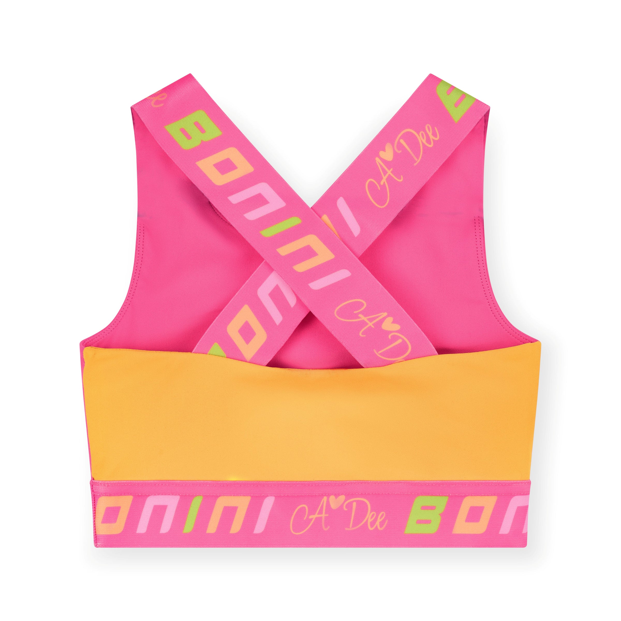 SS26 Bonini FLEX Pink & Orange Colour Block Crop Top