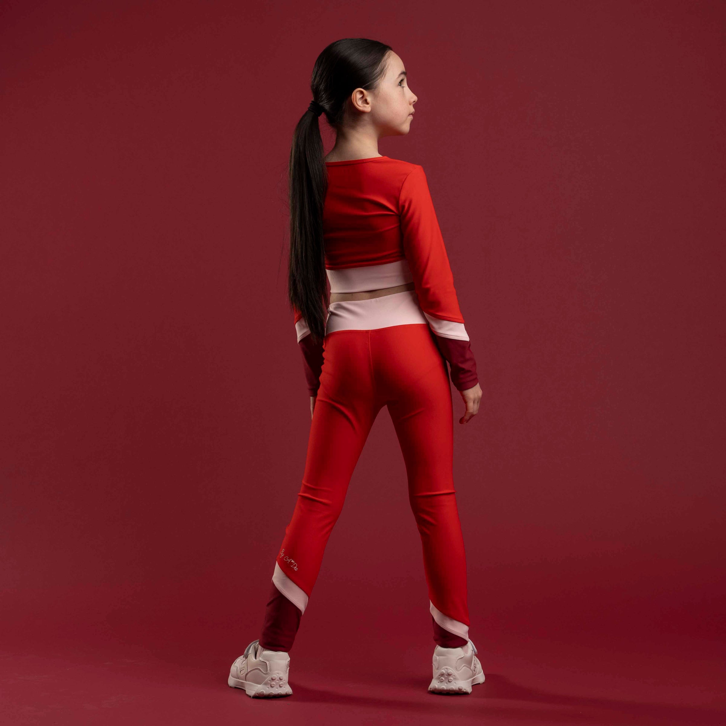 Bonini Girls SPRINT Red Panel Leggings