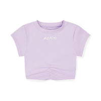 SS25 Bonini ASPIRE Lilac & White Logo Short Sleeve Ruched Top