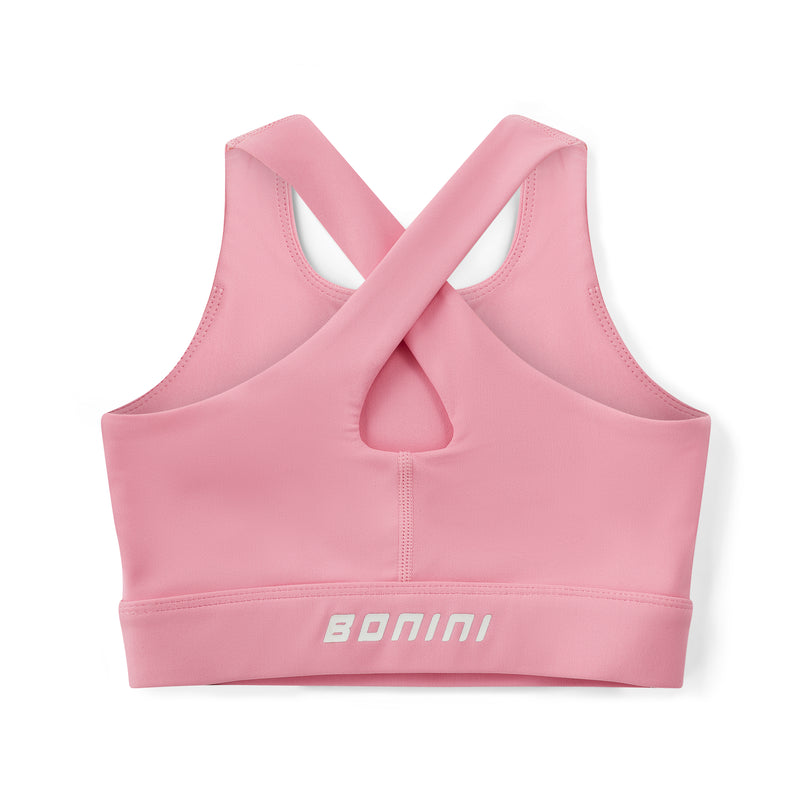 AW25 Bonini ASPIRE Pink & White Logo Crop Sport Top