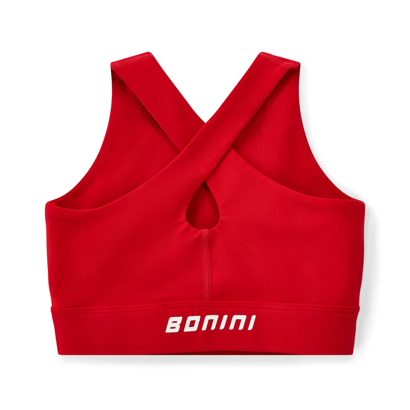 AW25 Bonini ASPIRE Red & White Logo Crop Sport Top