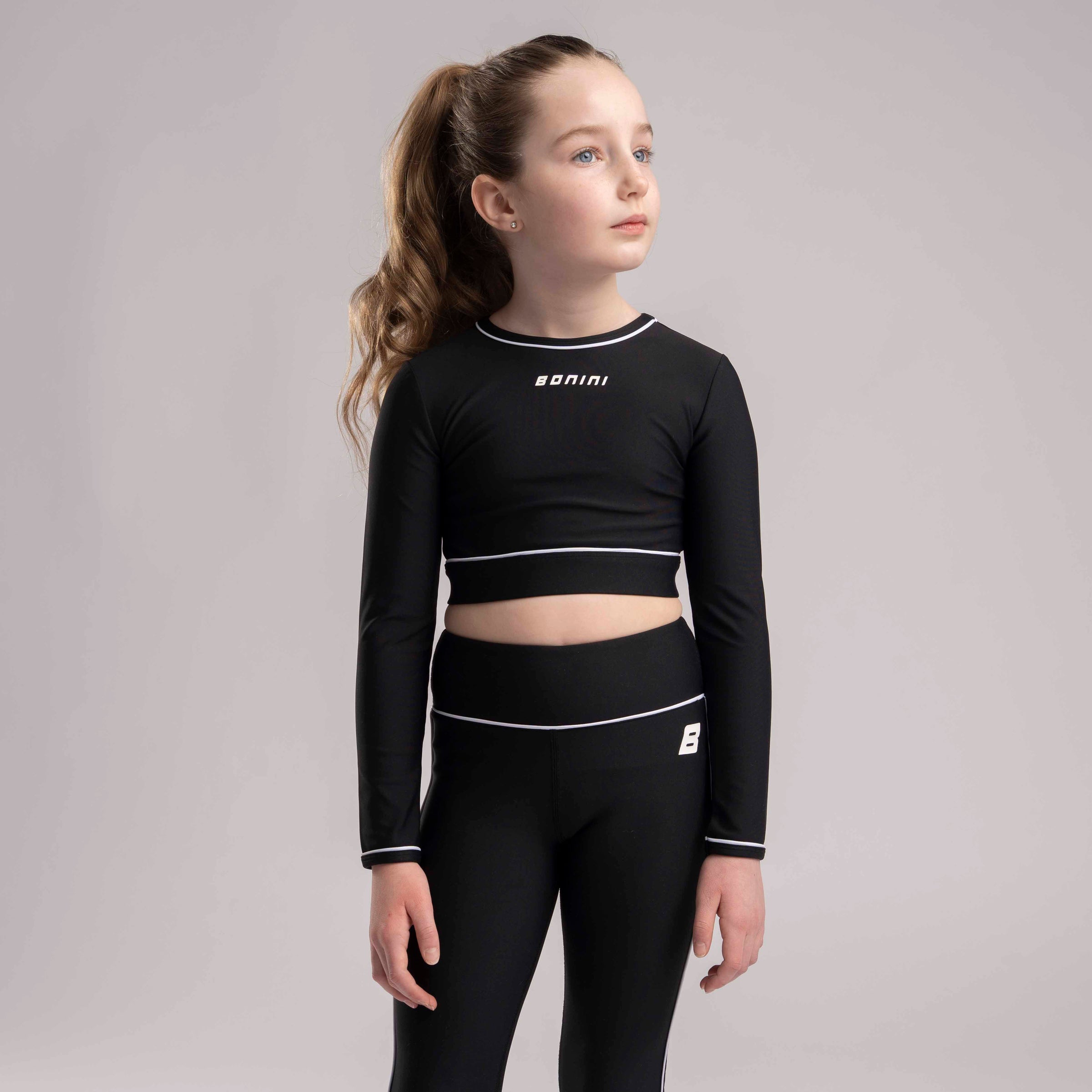Bonini Girls REVIVE Black Long Sleeve Sport Top