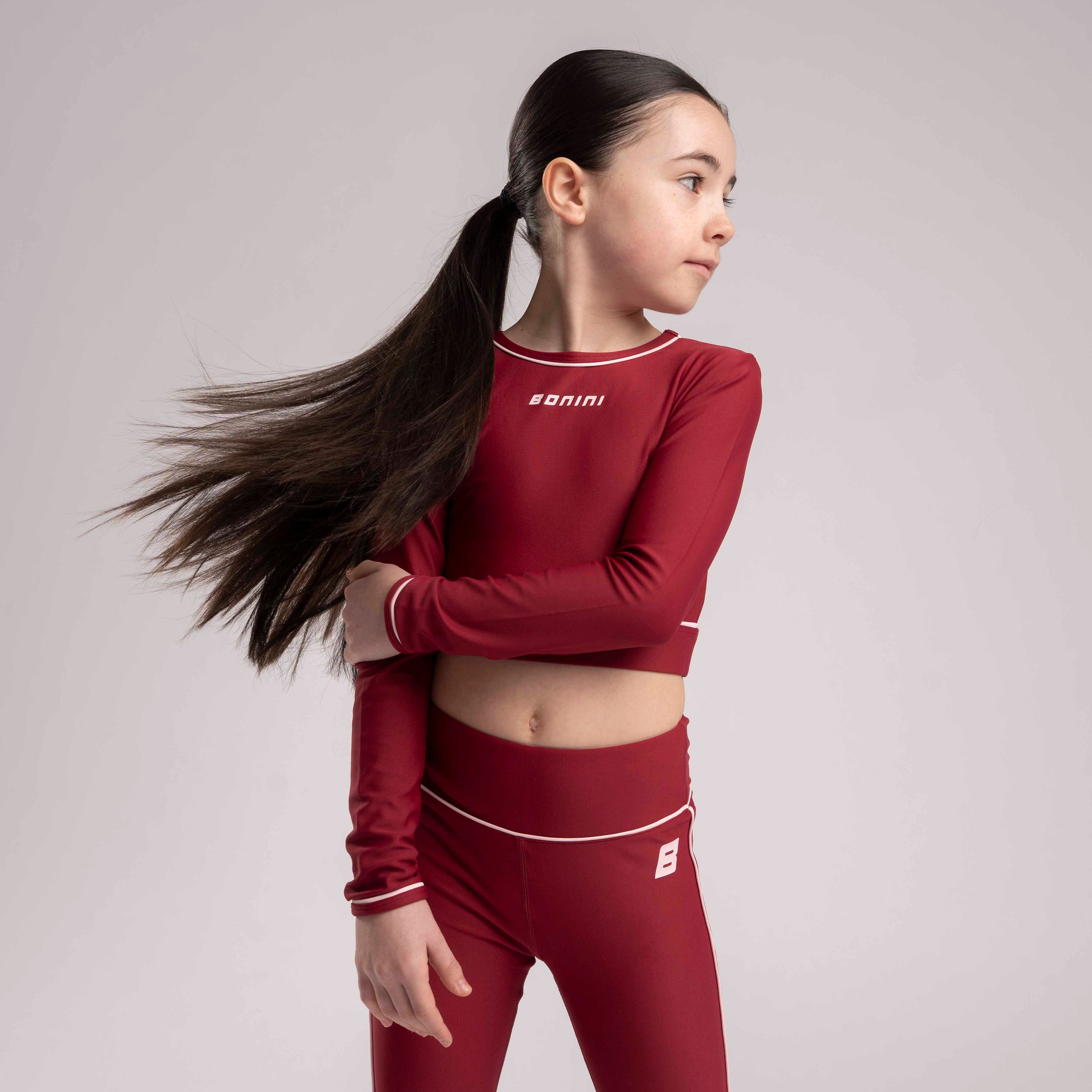 Bonini Girls REVIVE Burgundy Long Sleeve Sport Top