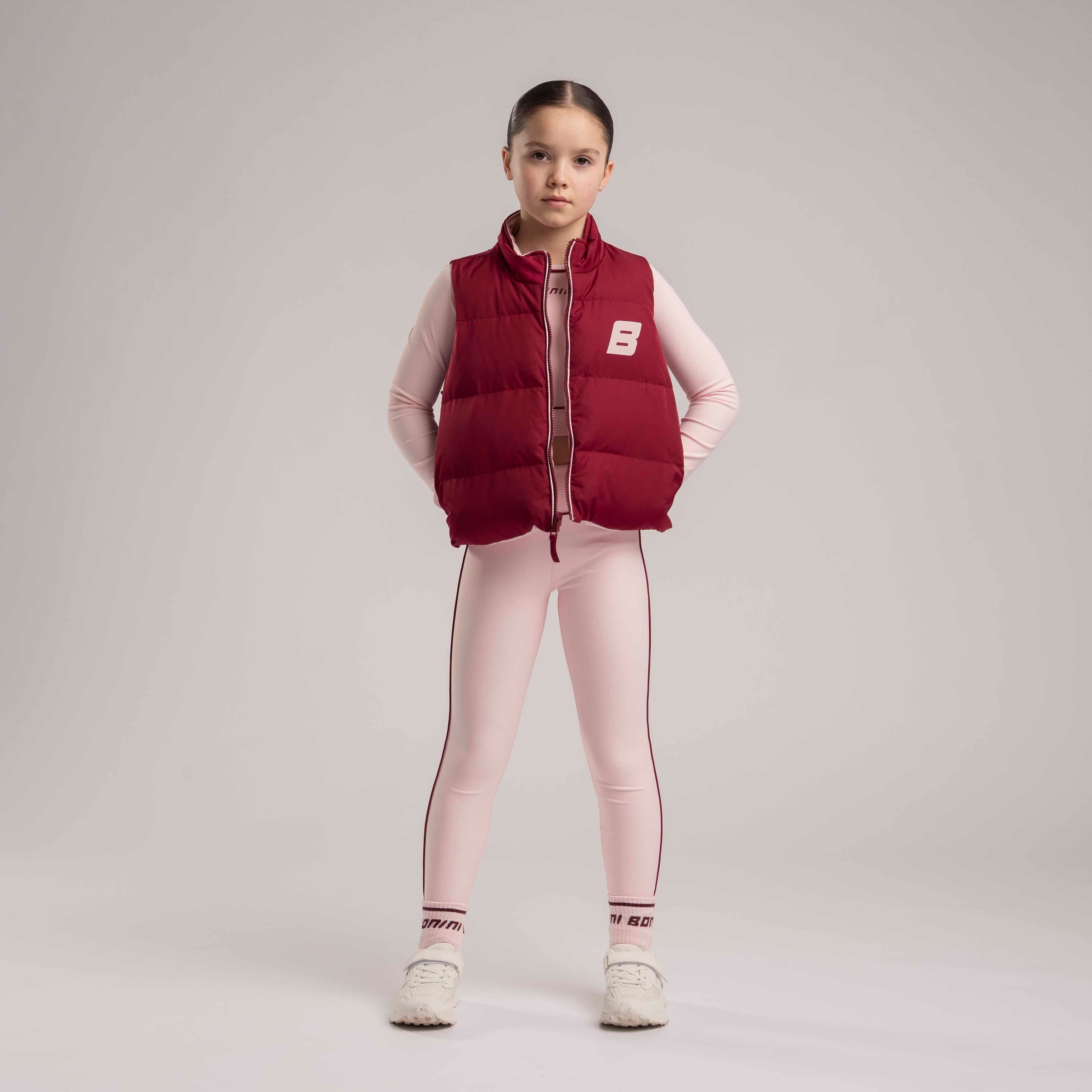 Bonini Girls REVIVE Burgundy & Pink Reversible Gilet