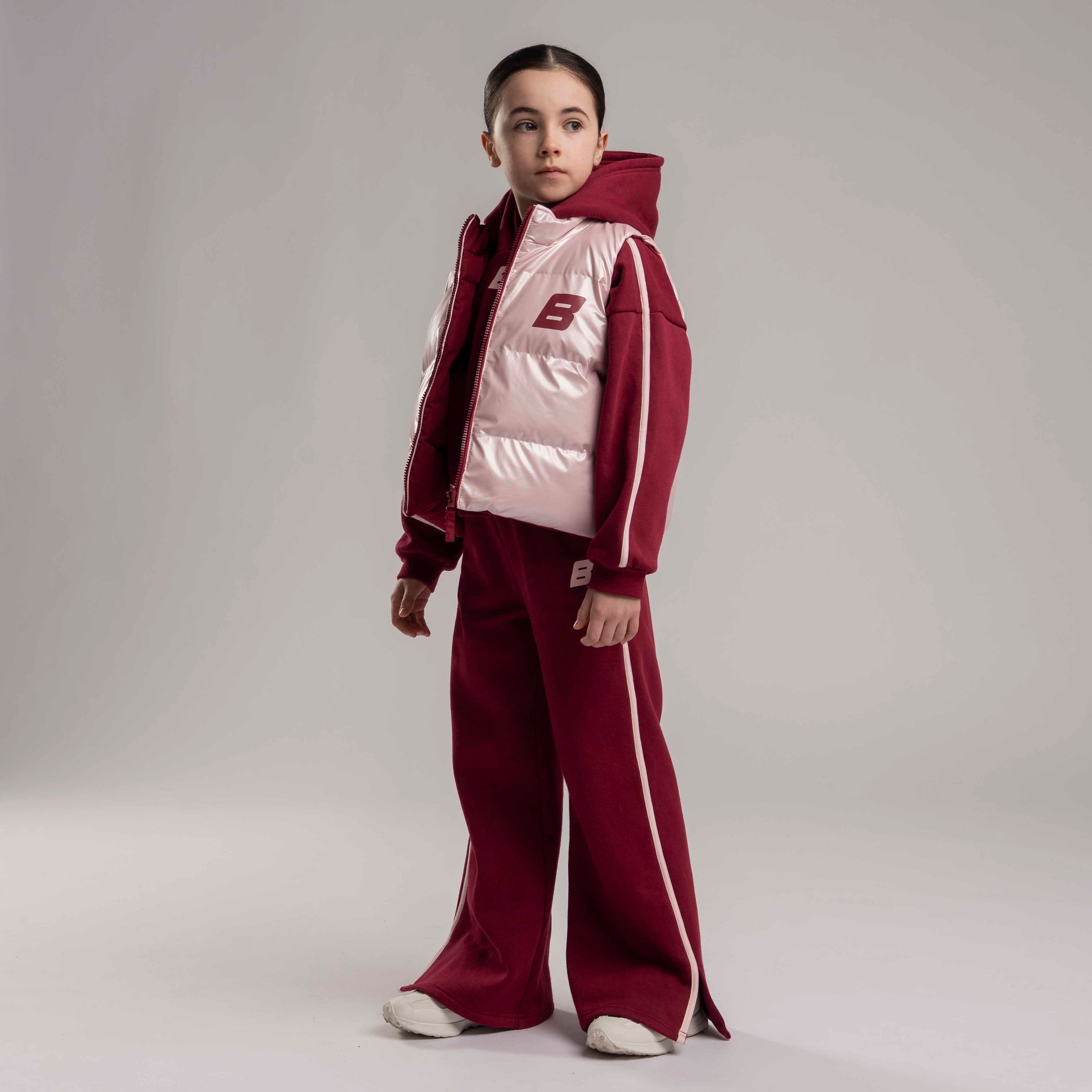 Bonini Girls REVIVE Burgundy & Pink Reversible Gilet