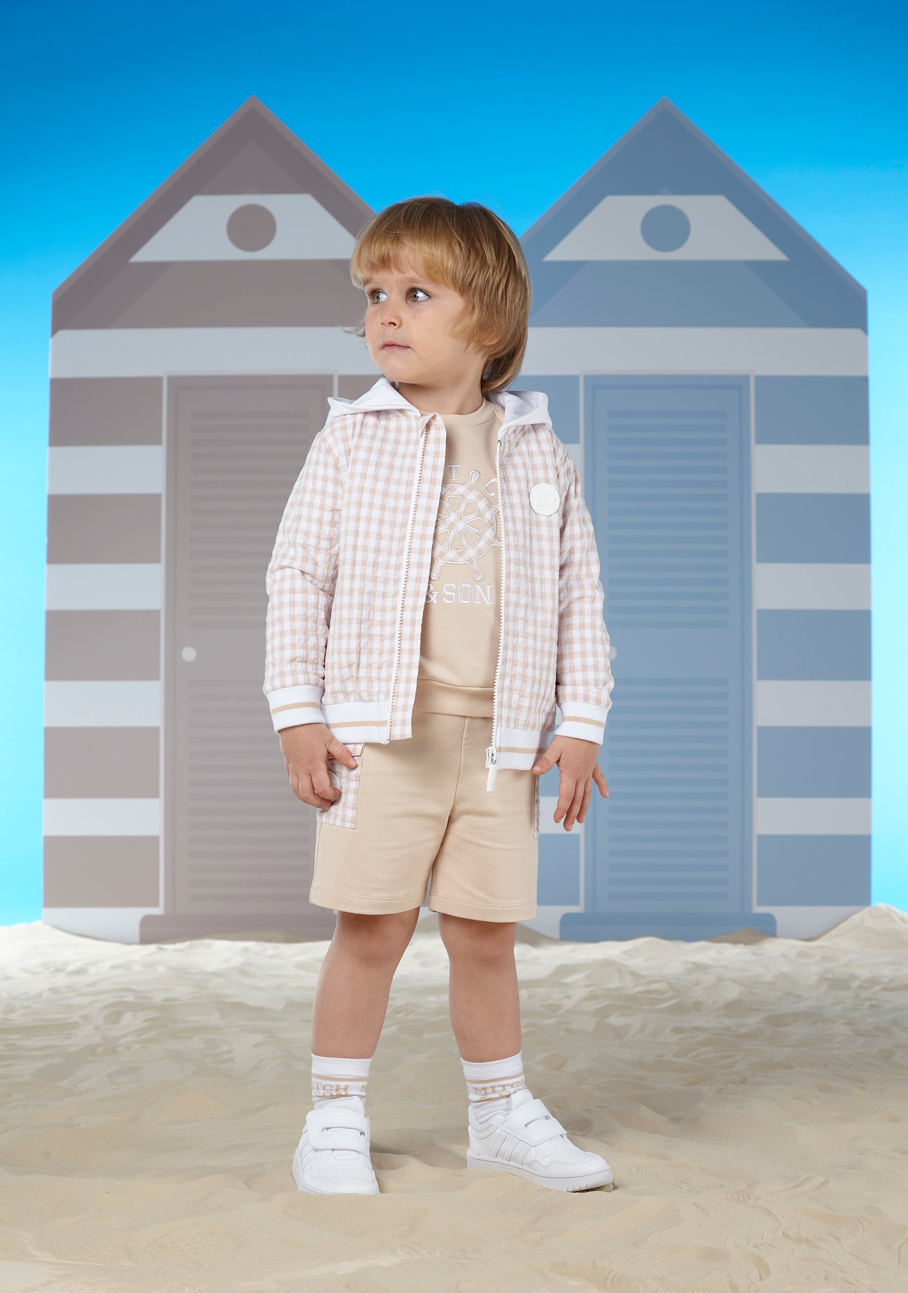 Mitch & Son TIMMY Sand Gingham Hooded Jacket