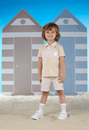 SS24 Mitch & Son TATE Sand Gingham Polo Short Set