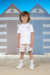SS24 Mitch & Son TROY & TOBIAS Bright White & Sand Gingham Pocket T-Shirt Short Set