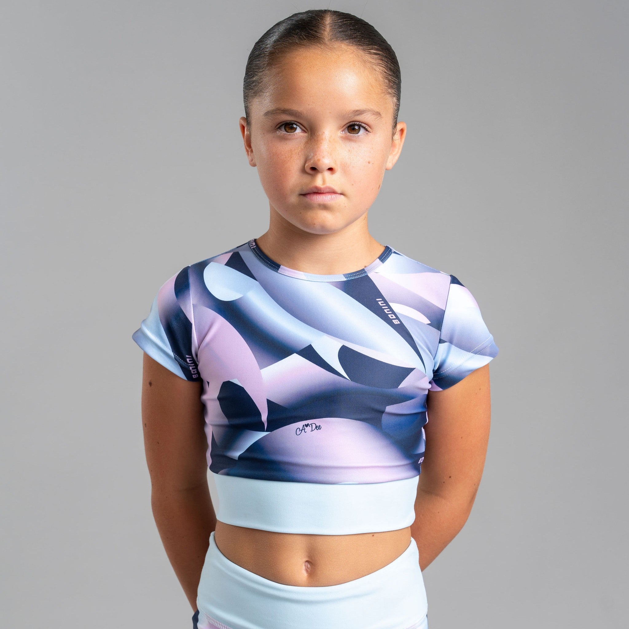 AW25 Bonini ENERGY Blue Printed Crop Sport Top