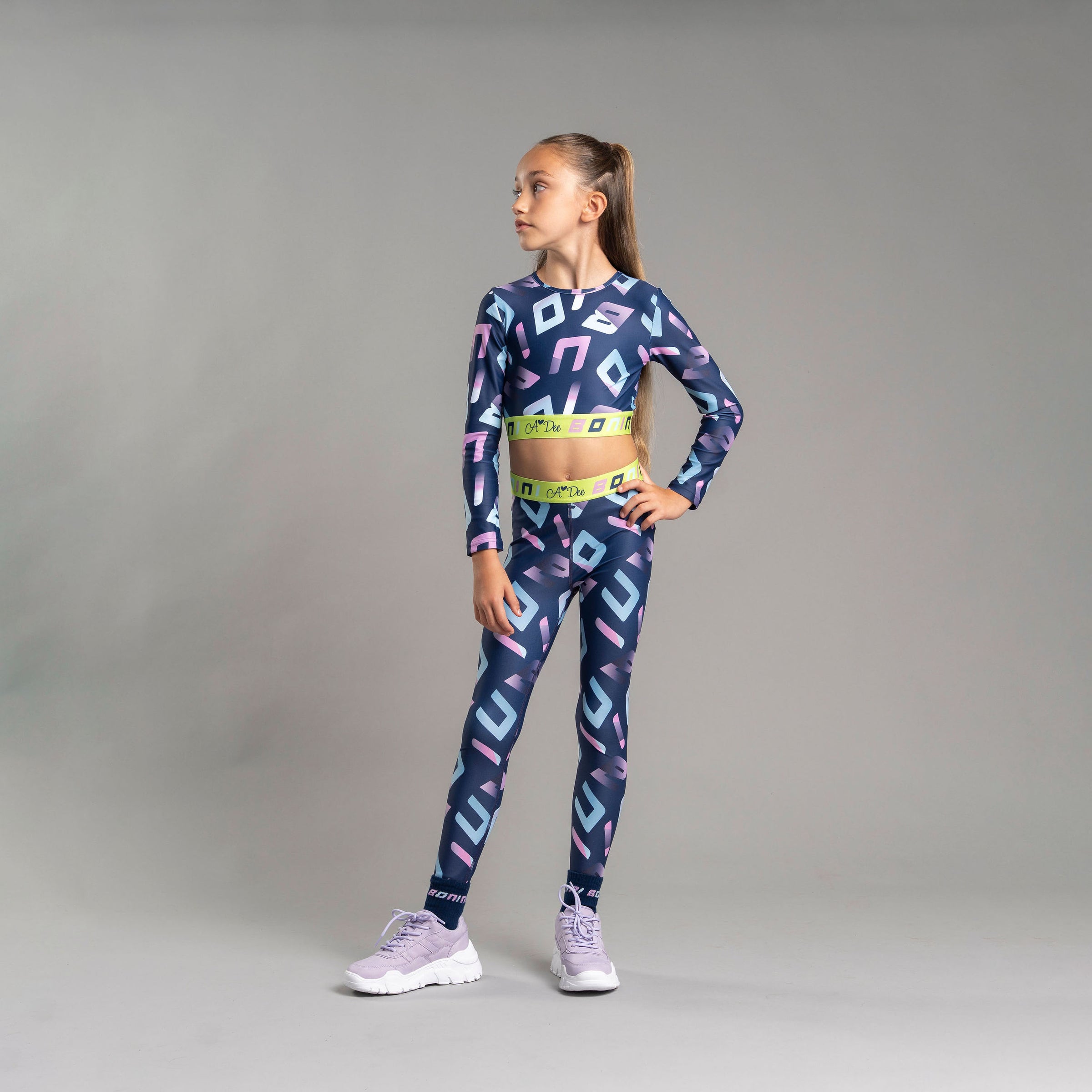 AW25 Bonini INSPIRE Navy Blue Tape Logo Leggings