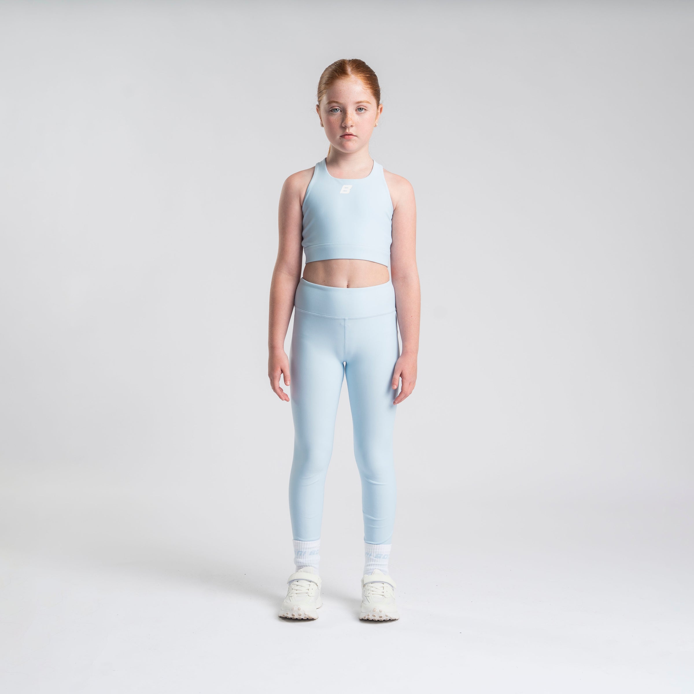 AW25 Bonini ASPIRE Blue & White Logo Crop Sport Top