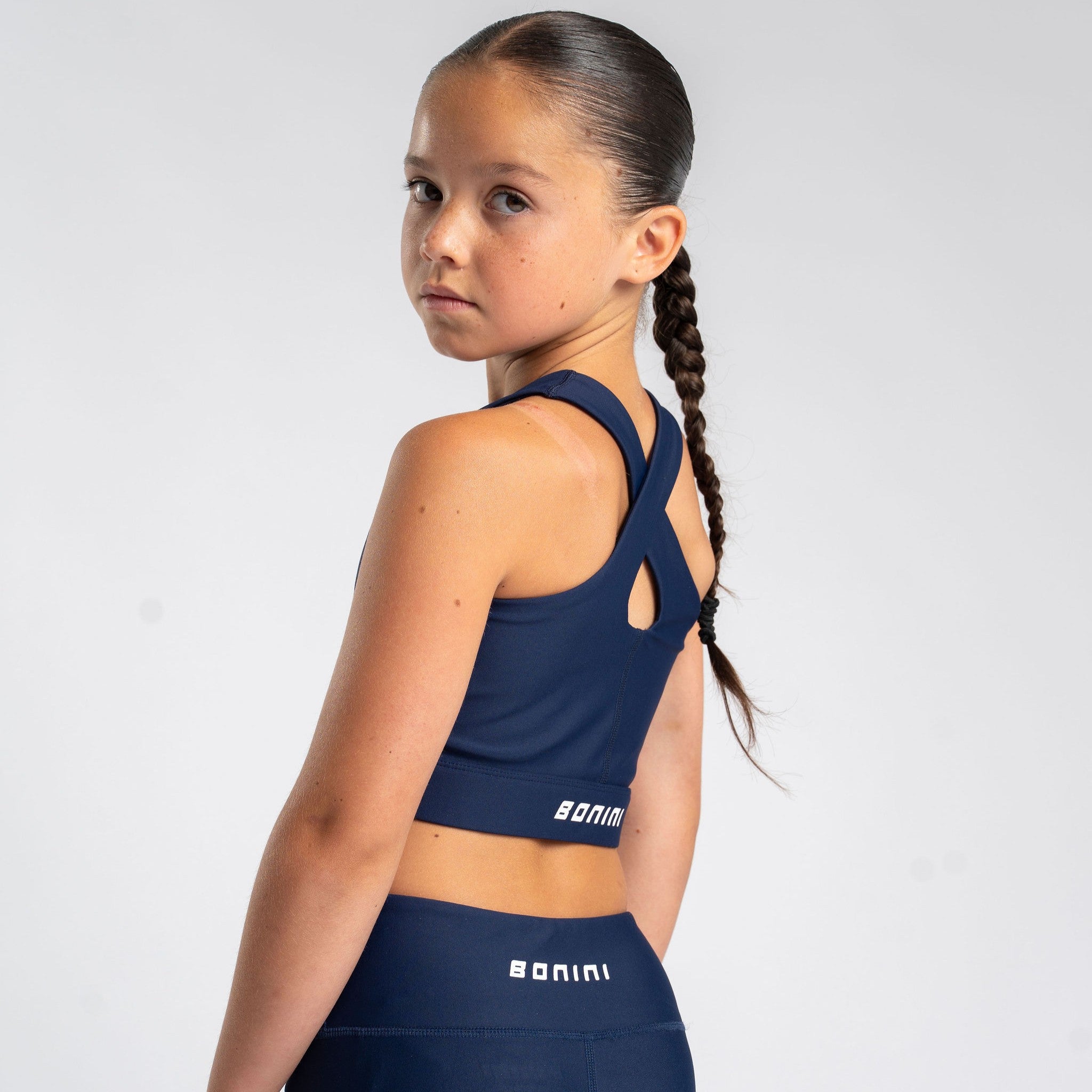 AW25 Bonini ASPIRE Navy & White Logo Crop Sport Top