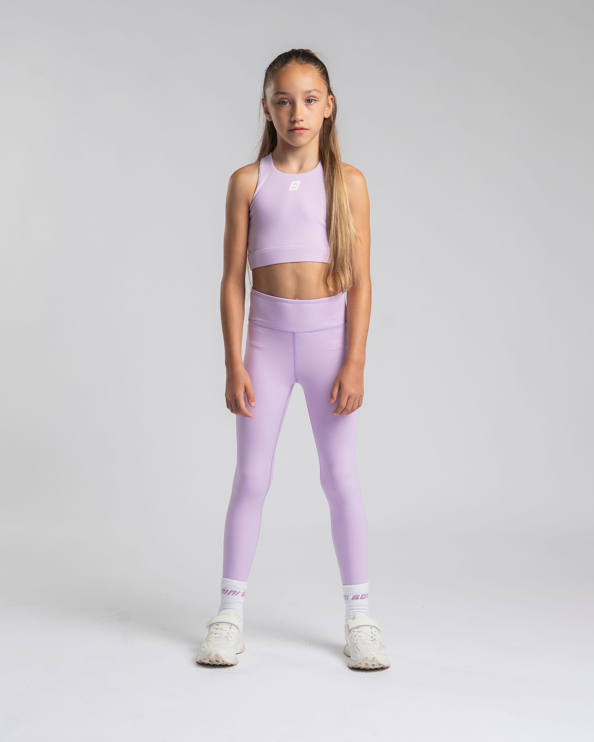 AW25 Bonini ASPIRE Lilac & White Logo Crop Sport Top