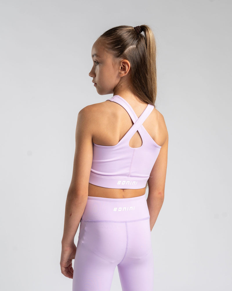 AW25 Bonini ASPIRE Lilac & White Logo Crop Sport Top