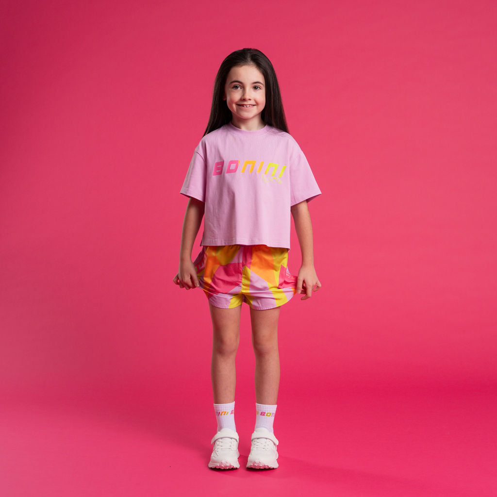 SS26 Bonini SHINE Purple Cropped Logo T-Shirt