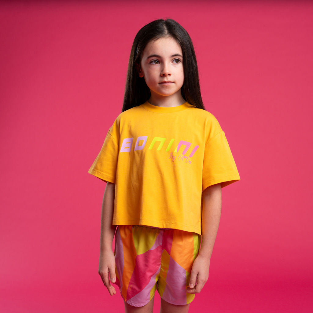 SS26 Bonini SHINE Orange Cropped Logo T-Shirt