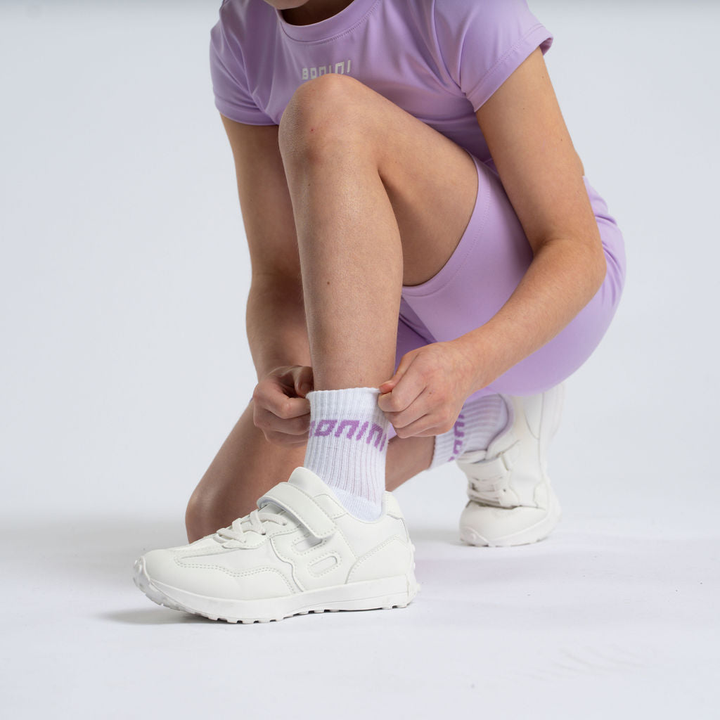 SS26 Bonini ASPIRE White & Lilac Sport Socks
