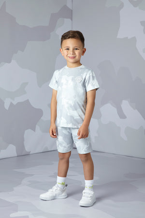 SS24 Mitch & Son Junior WESLEY Light Grey Camo Jersey Short Set