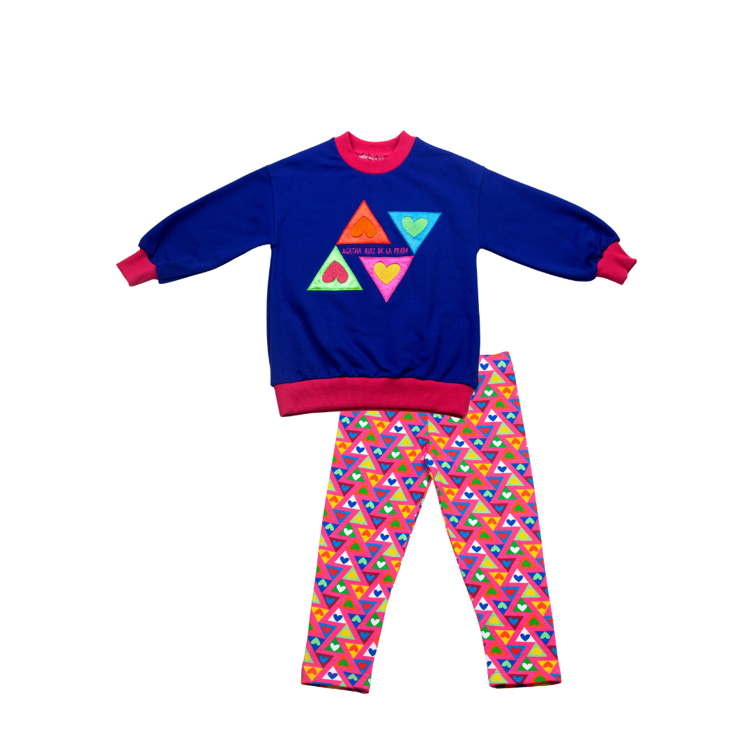 Agatha Ruiz De La Prada Blue & Pink Heart Zig Zag Logo Legging Set