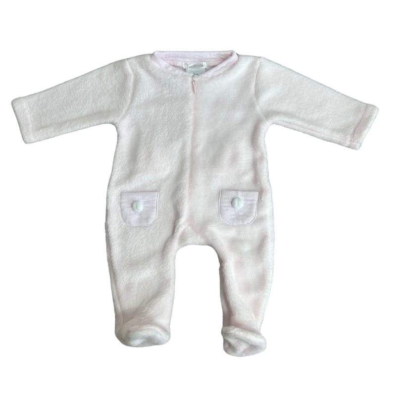 Deolinda Pink & White Faux Fur Animal Babygrow