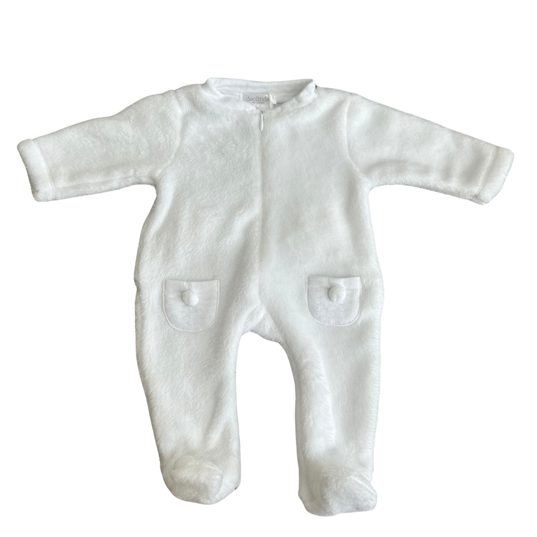 Deolinda White Faux Fur Animal Babygrow