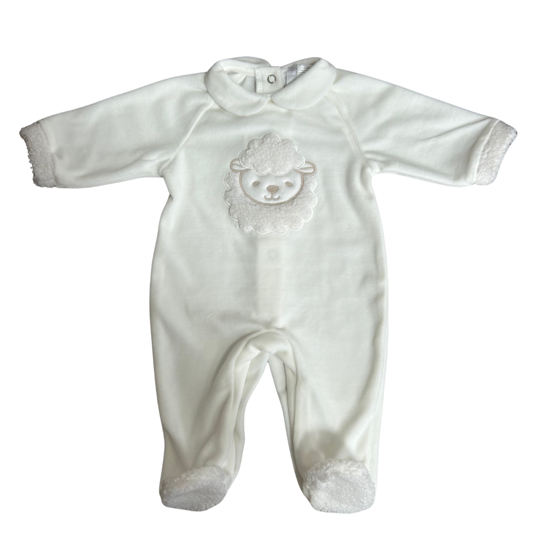 Deolinda White Velour Sheep Babygrow