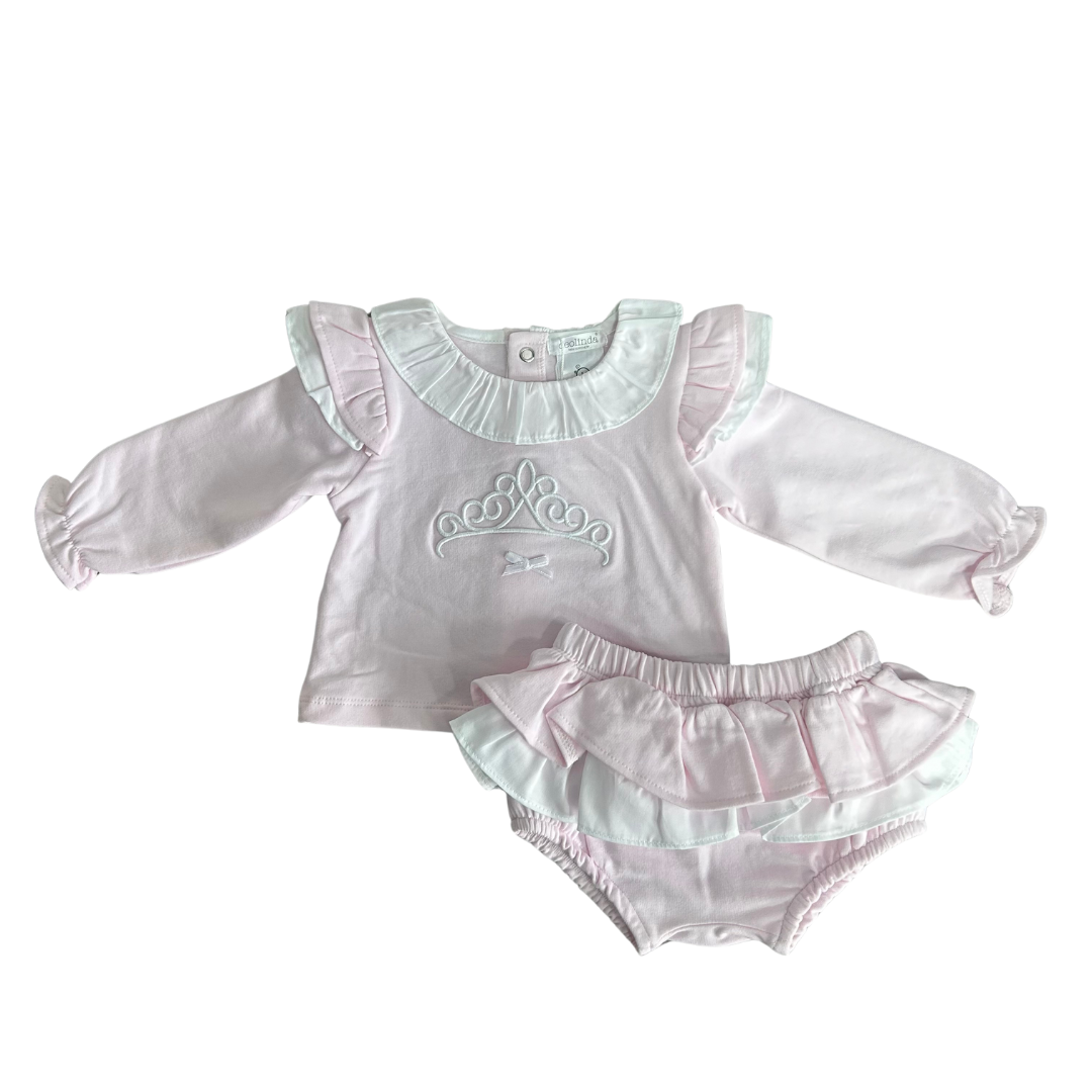 Deolinda Pink & White Tiara Frill Jam Pant Set