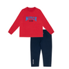 Mitch & Son BRODY & BYRON Navy Blue & Red Long Sleeve Top & Twill Trouser Set