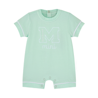 PREORDER SS26 Mitch & Son Mini NELSON Green & White Piping Romper