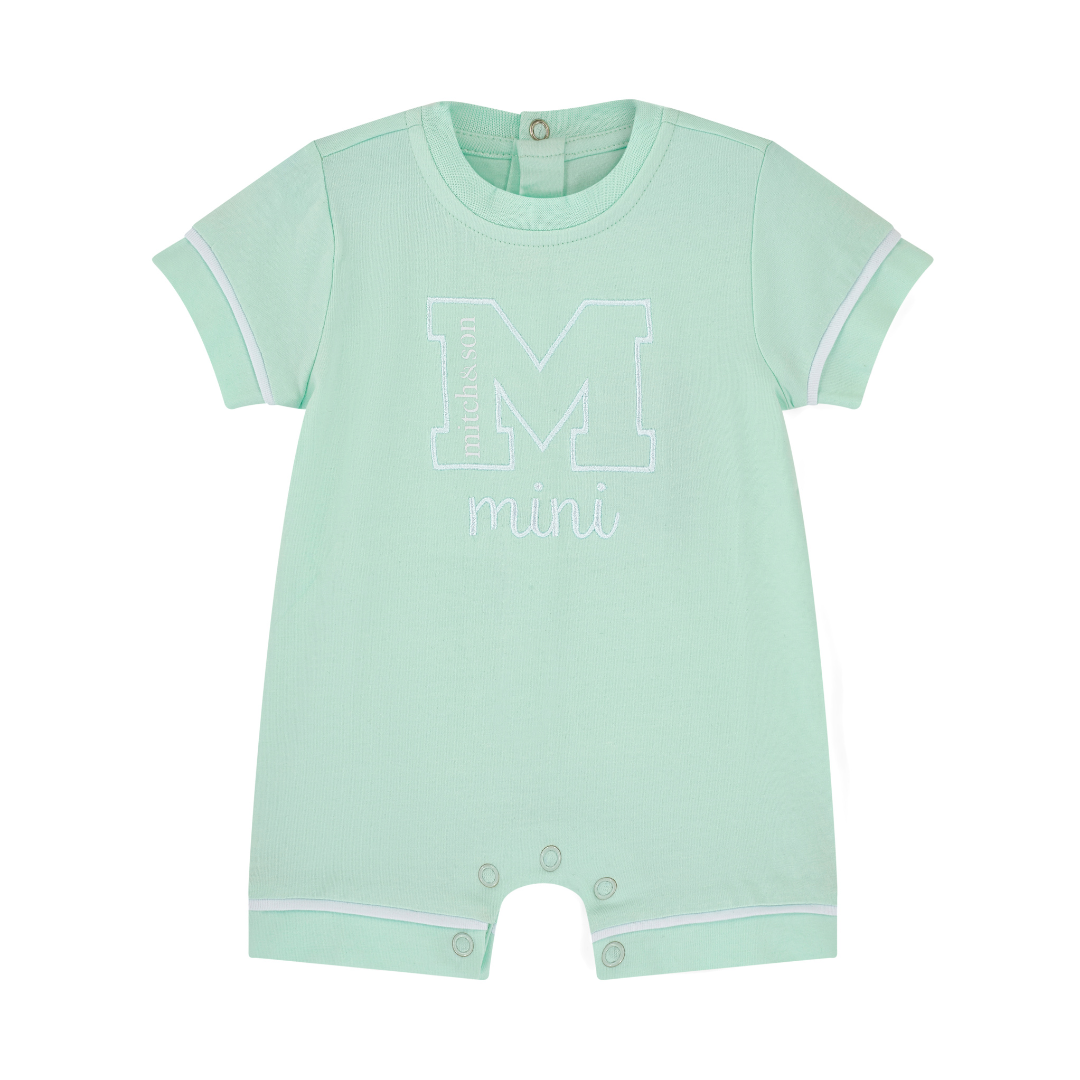 PREORDER SS26 Mitch & Son Mini NELSON Green & White Piping Romper