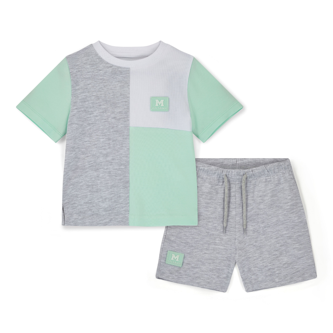 PREORDER SS26 Mitch & Son OTTO Green Grey & White Shorts Set