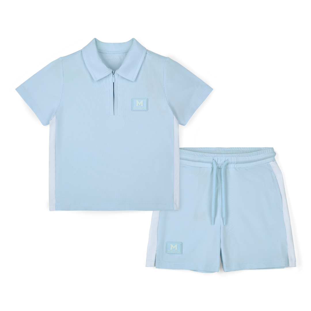 PREORDER SS26 Mitch & Son OSIRIS Blue & White Logo Zipper Shorts Set