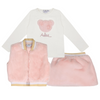 ADee SALLY & SISI Baby Pink Faux Fur Three Piece Gilet & Skirt Set