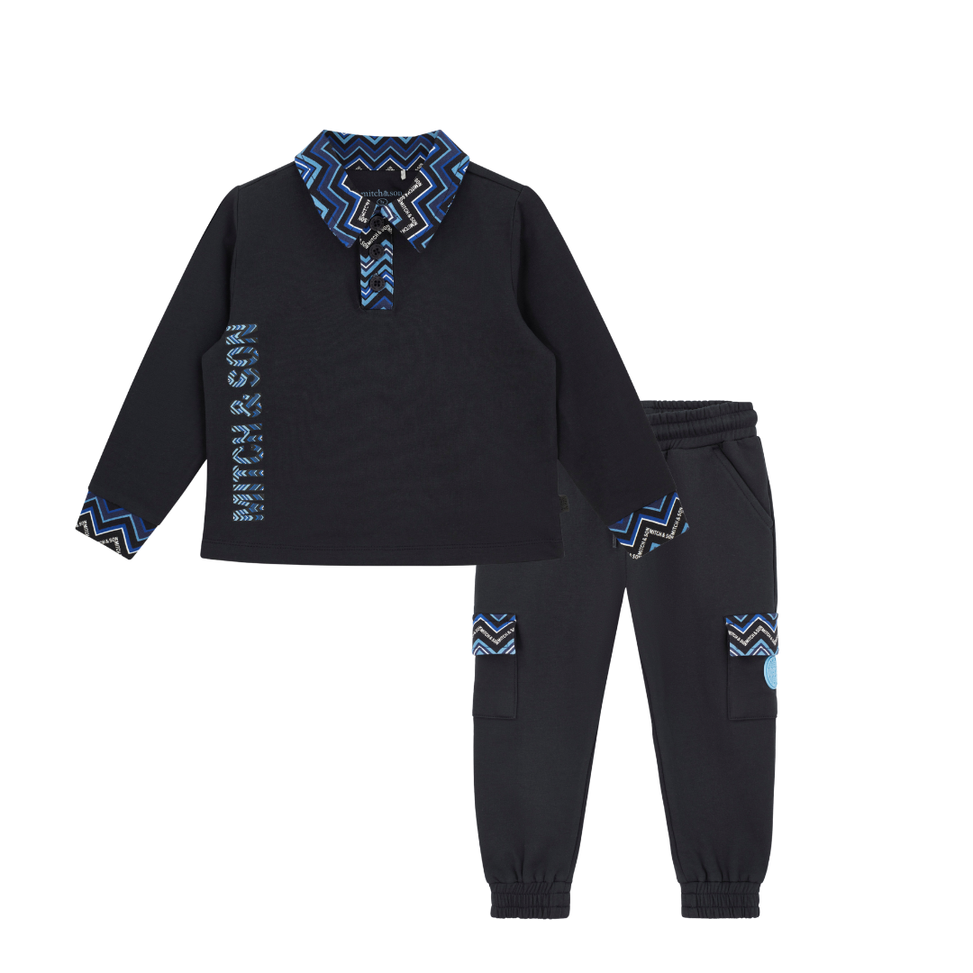 Mitch & Son Boys WRIGHT & WESSON Black Polo Trousers Set