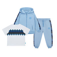 Mitch & Son Boys WARREN & WALLACE Blue & White Zig Zag Three Piece Tracksuit