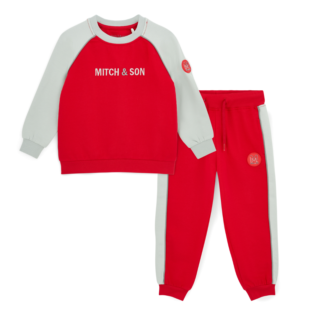 Mitch & Son Boys TYSON Red Piping Tracksuit