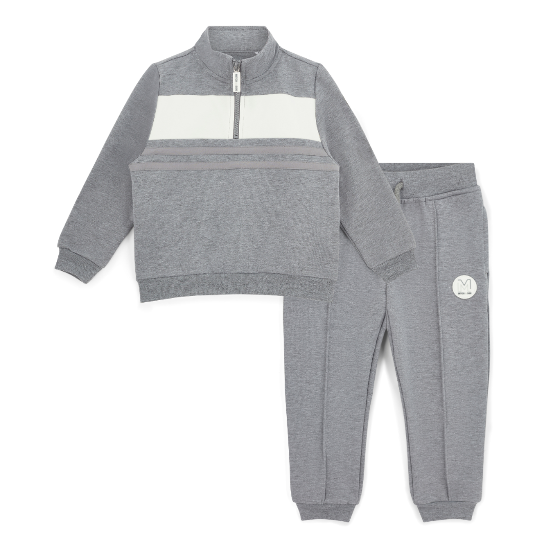 Mitch & Son Boys TYLER Grey Quarter Zip Tracksuit