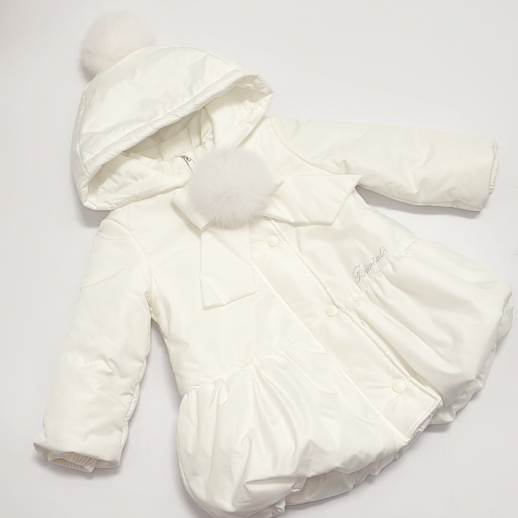 AW25 Bimbalo Cream Fur Pom Pom Coat
